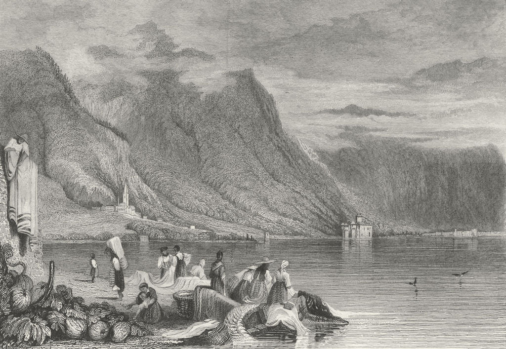 CHILLON. lake Geneva. Swiss Montreux Prout 1830 old antique print picture